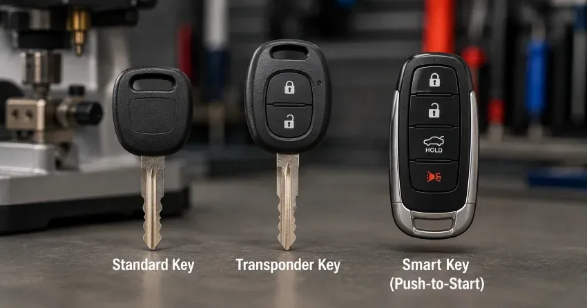 technician cutting a transponder ignition key in Bradford