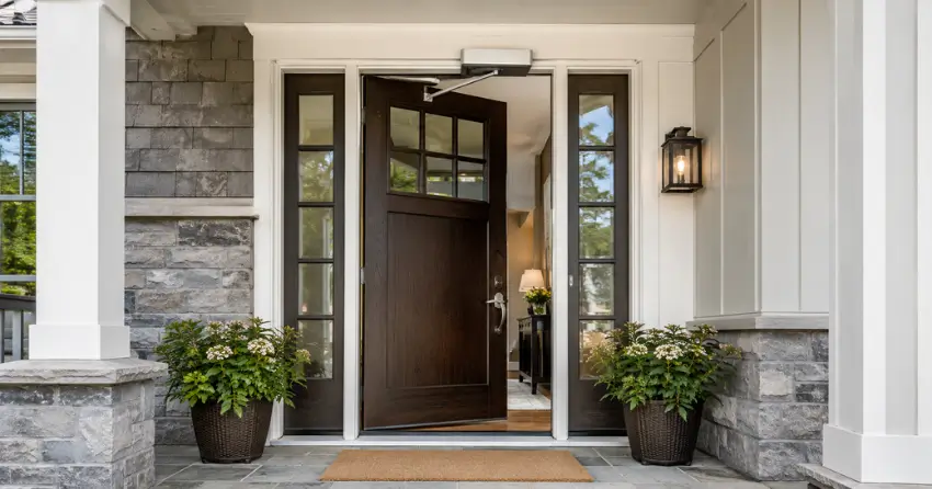residential automatic door opener installed on exterior entry door in Deerhurst, Bradford