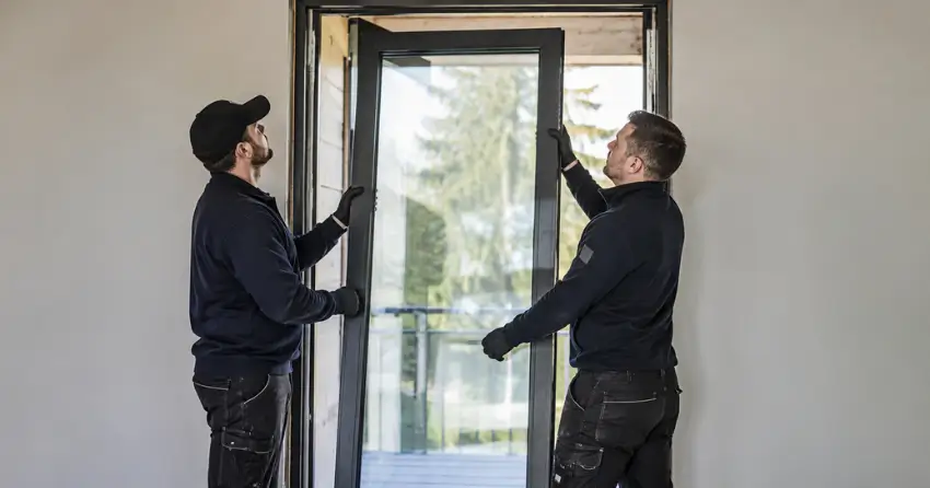new glass panel being fitted into door frame in Pinkerton, Bradford