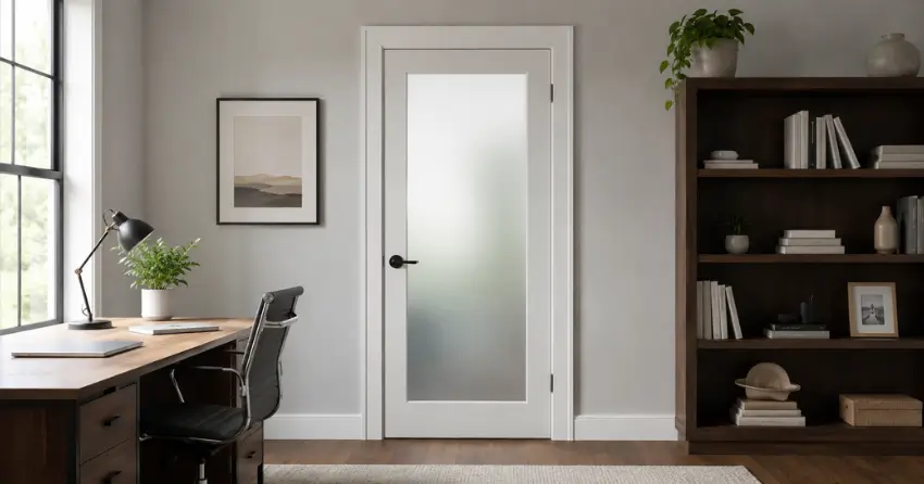 frosted interior door installed in home office in Bradford
