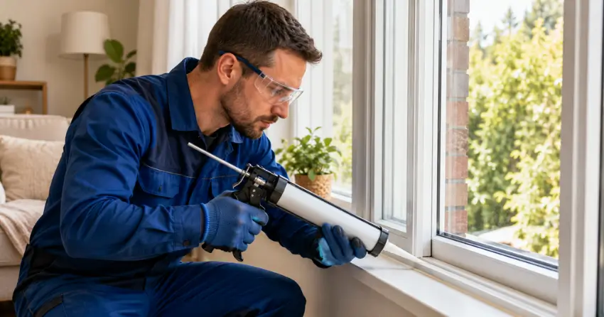 technician repairing window seal and frame in Deerhurst, Bradford